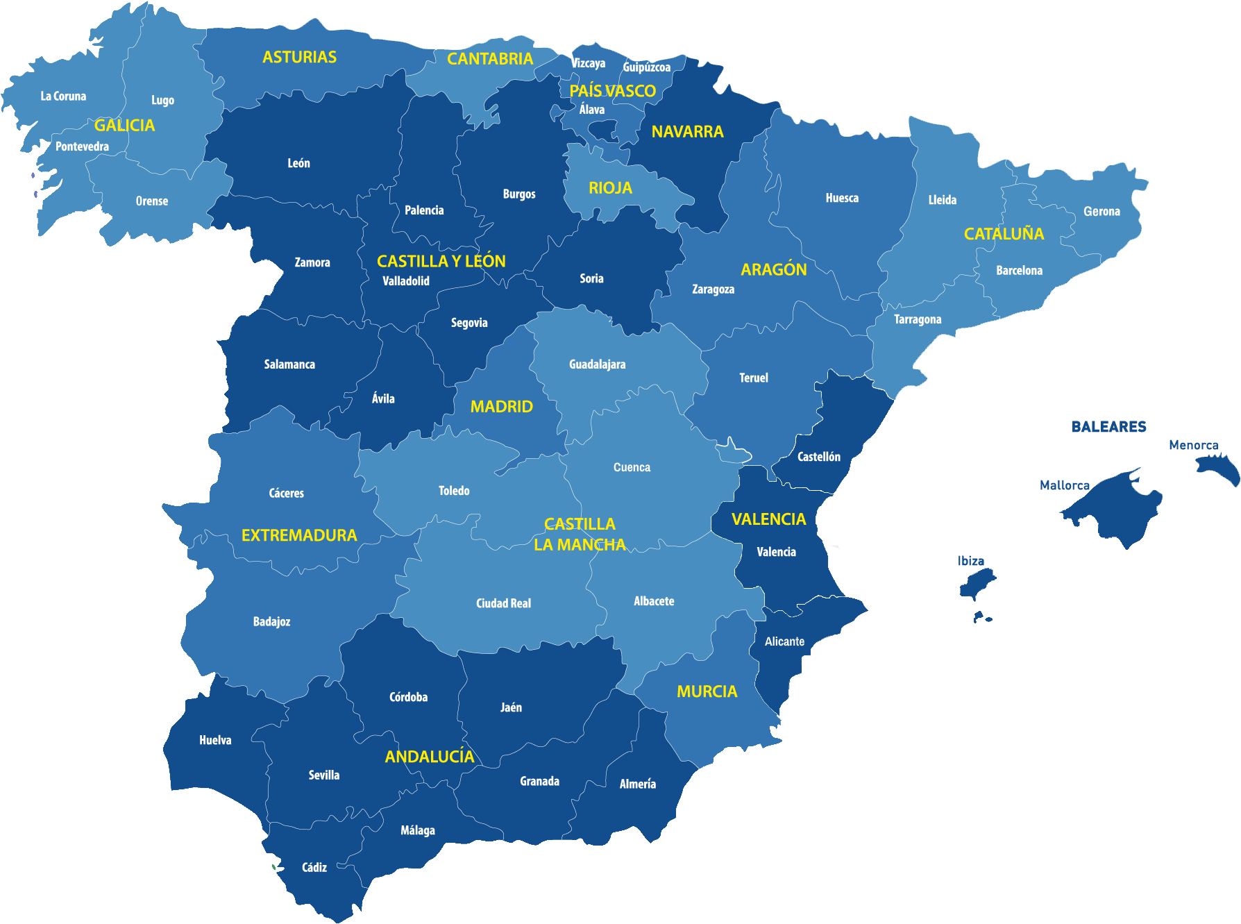 Mapa de la red de talleres del RACE en toda España